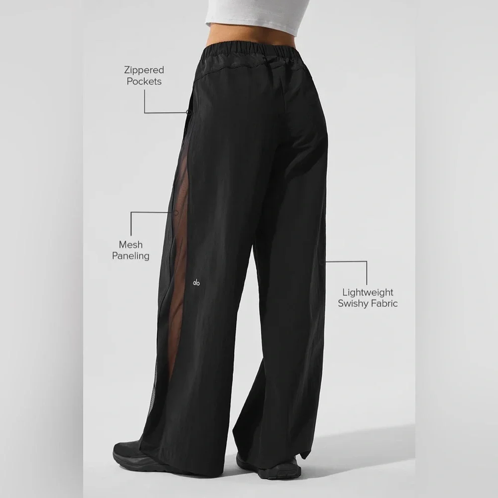 ALO YOGA | ✨NWOT✨ High-Waist Origin Wide Leg Track Pant in Black - Picture 1 of 5